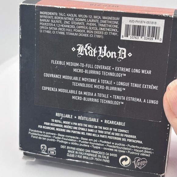 KVD KAT VON D Beauty Lock-It Powder Foundation 0.31oz Deep 210 Discontinued - Picture 4 of 5